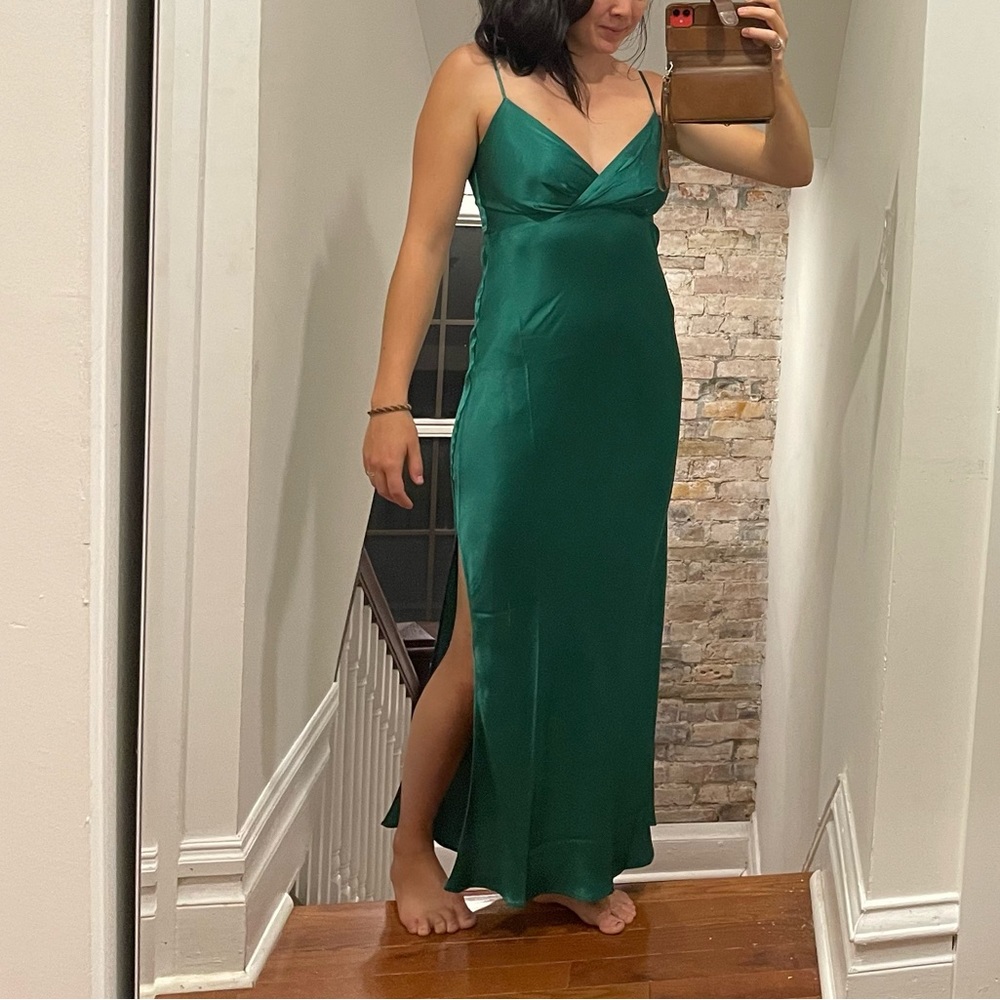 Beautiful silk maxi dress with slit on left leg